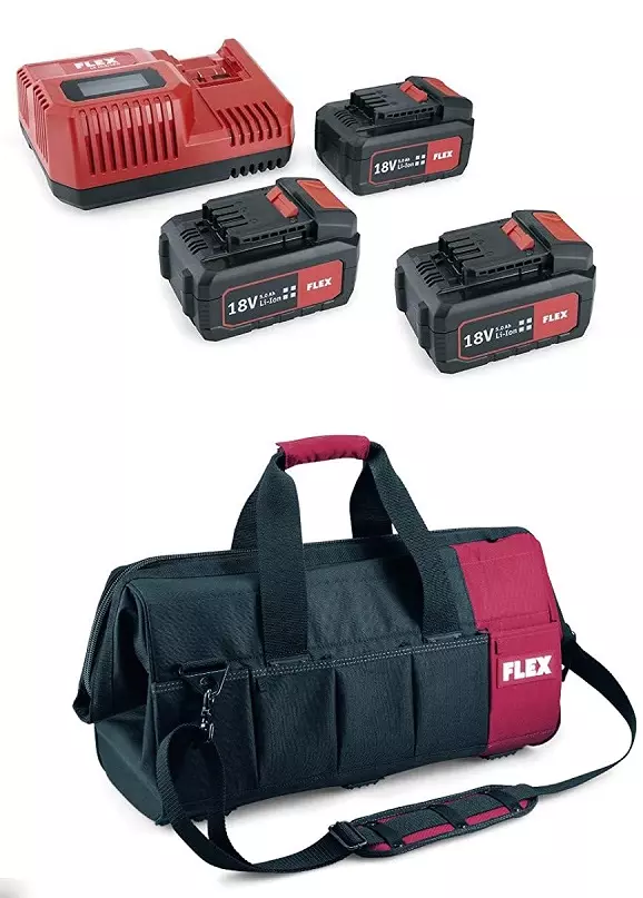 Pack 3 Batteries 18V 5Ah + 1chargeur + Sac FLEX - 497444 3 Pack 3 Batteries 18V 5Ah + 1chargeur + Sac FLEX - 497444