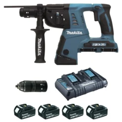 Perforateur-Burineur SDS+ 36V MAKITA - 2x18V Li-ion 5Ah - 26mm - 4xbatteries + 1xchargeur Rapide + 2 Coffrets Transport + Accessoires - DHR264PT4J -OutilExpress Soldes Magasin PHA50016 1